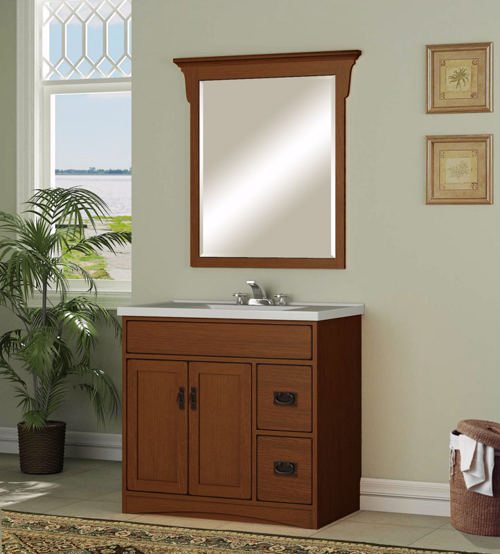 Sunny Wood Mission Oak 36" Bathroom Vanity Base & Reviews Wayfair